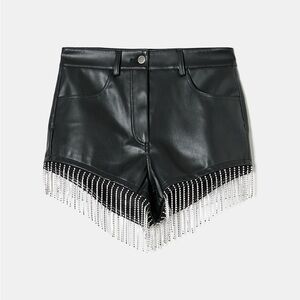12th Tribe black leather shorts